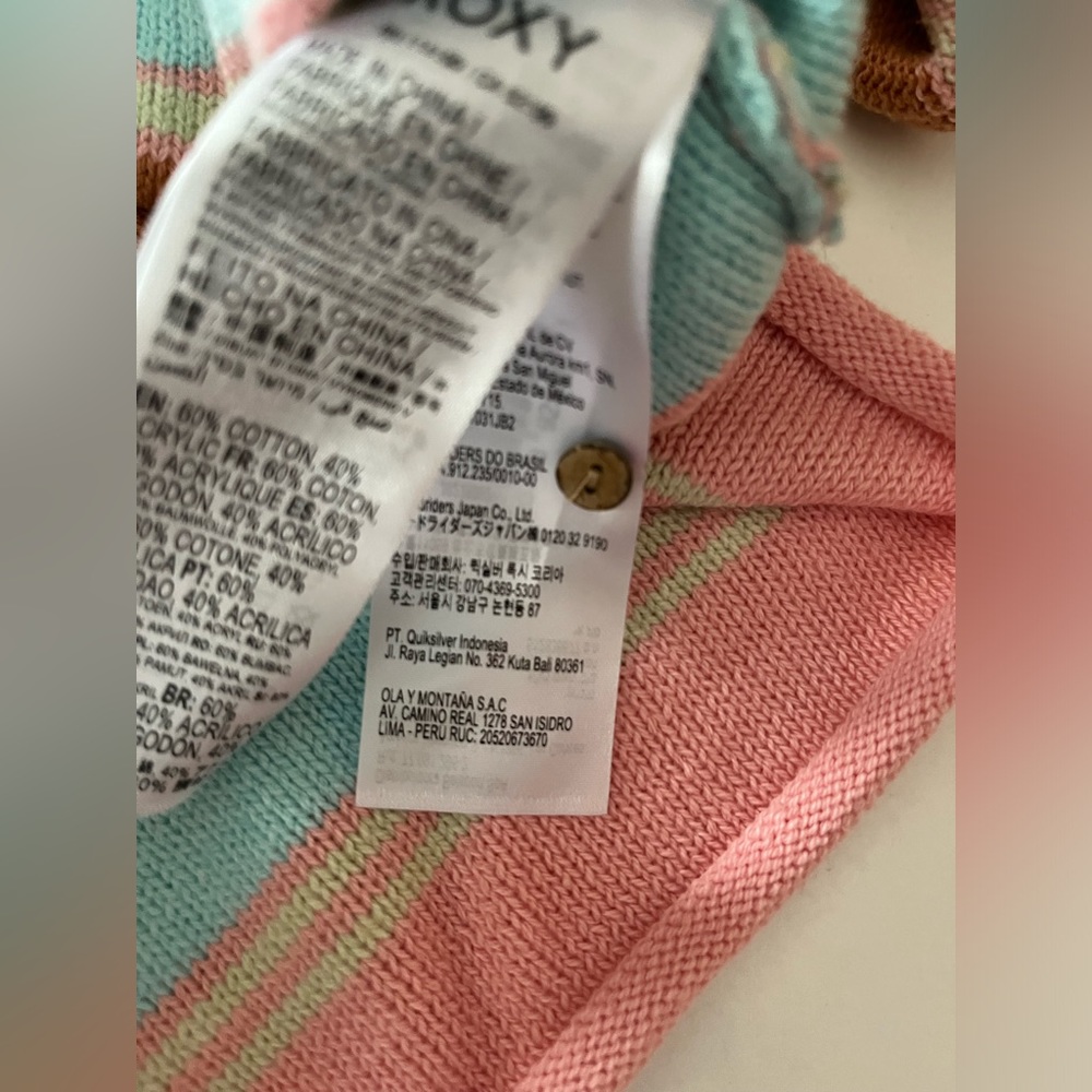 NWT Roxy Women's Sunbaked Shores Crop Hooded Sweater Stripes Spring size L loose - Picture 2 of 8